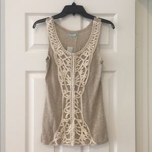 NWT Maurice’s Cream cream nude neutral boho crochet front shirt tank top small